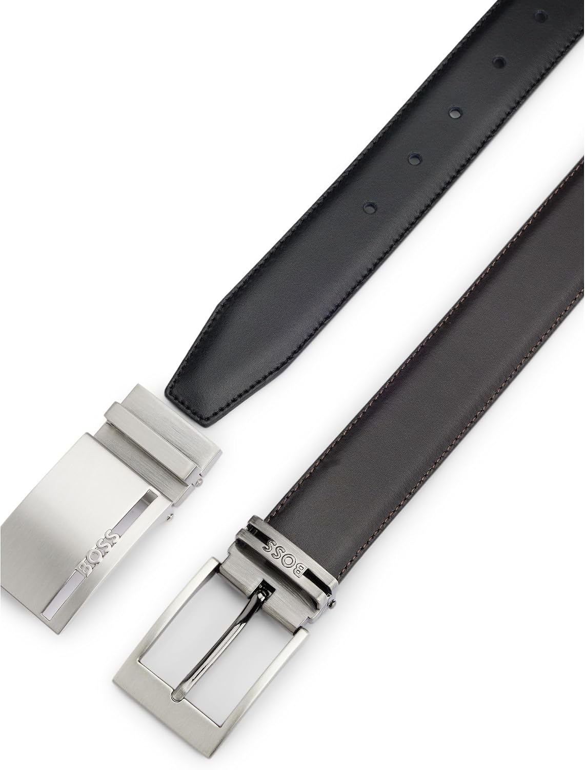 BOSS Men's Galliz Gb35 Reversible Italian Leather Belt with Interchangeable Buckles