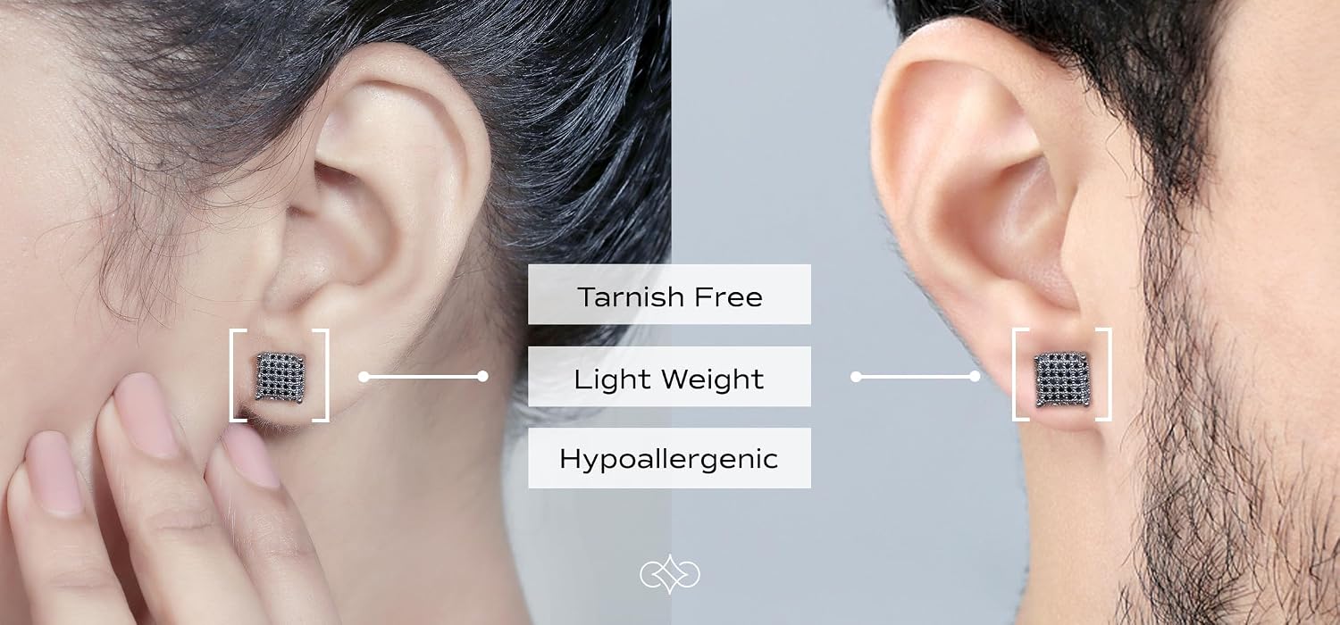 Dazzlingrock Collection 0.25 Ctw Round Black Diamond 7.4mm Hip Hop Stud (1Pc Only) in Black Plated 925 Sterling Silver, Screw Back,Unisex Design Ladies,Mens Real Diamond Earrings