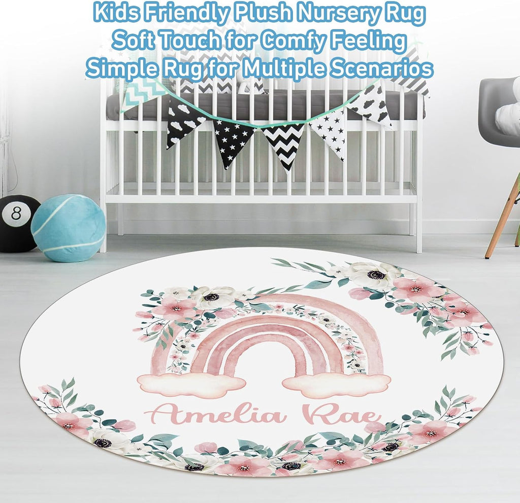 Dyoart Personalized Baby Crib Set - 5 Piece Custom Nursery Bedding Set with Name, Double Layer Pink Rainbow Bedding Set for Girls, Gift for Toddler Infant New Parents