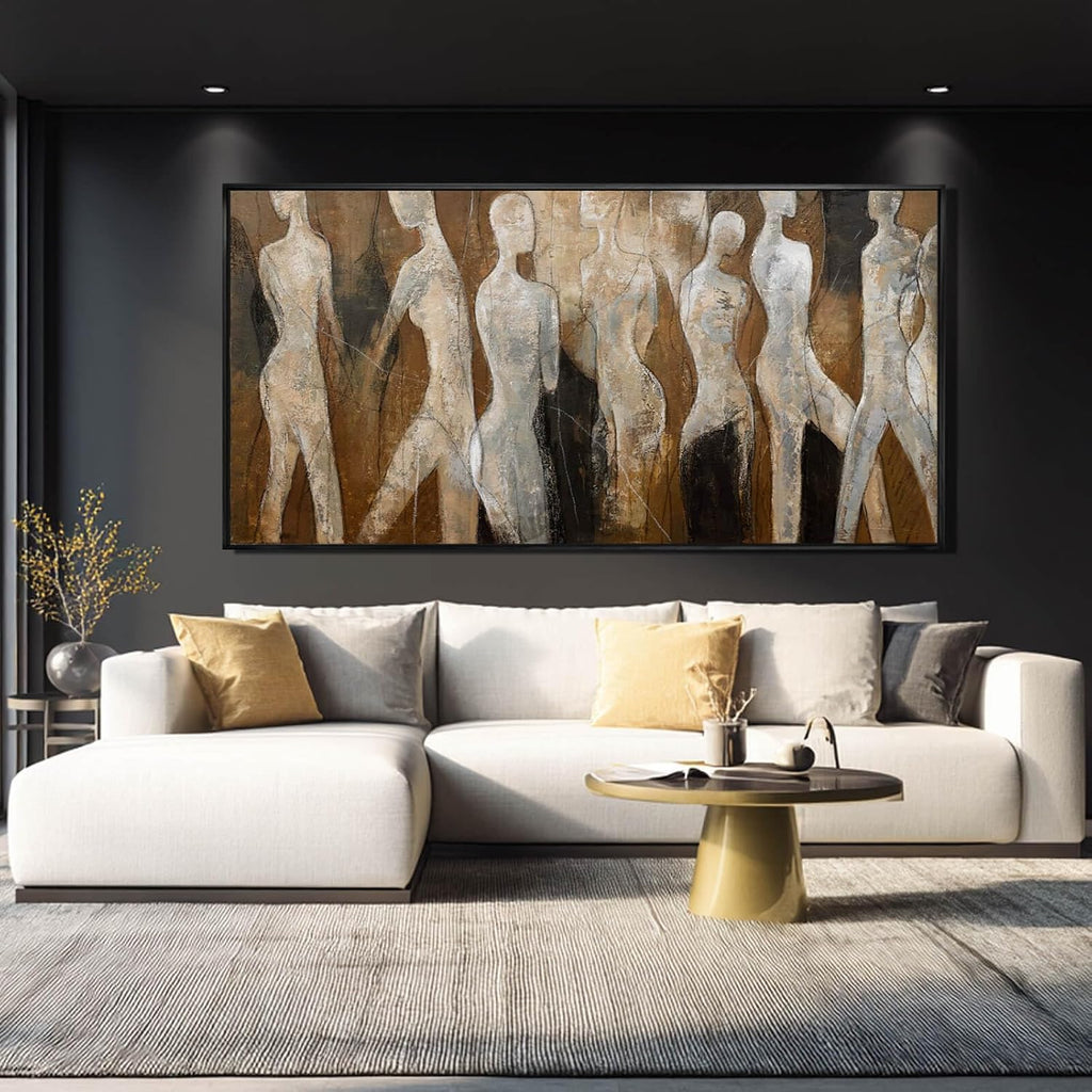 CHUDANHAO White and Brown Wall Art Graffiti Home Wall Decor Abstract Wall Pictures 24'x48' Decorations for Bedroom Dining Room Posters