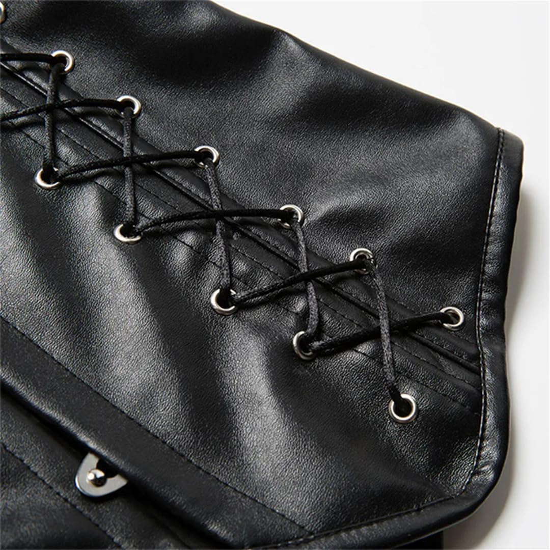 Suwequest Fashion Leather Corset Underbust Body Shaper Women Body Vest Black With Rivets