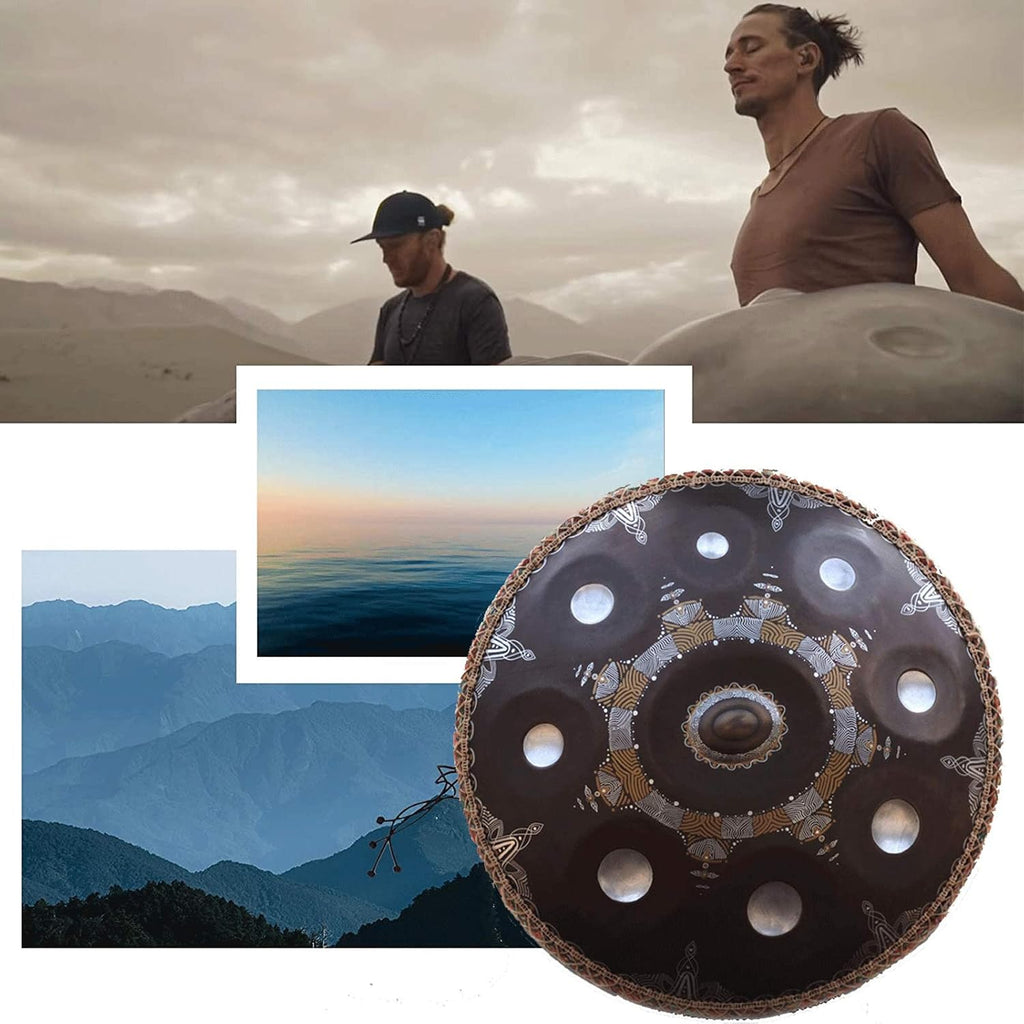 Handpan Drum for Adults, Handpan Drum Instrument in D Minor 9 Notes 22 Inches D3/A3 Bb3 C4 D4 E4 F4 G4 A4 Hand Pan with Carry Bags, Sheet Music, Drum Stand and Mallet