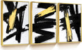 Sofoney - Gold Framed Black and Gold Abstract Wall Art 3D Textured Black and White Canvas Wall Decor with Gold Foil for Living Room Bedroom Office, Large 3 Piece Modern Home Decor, 20'x30'x3 Panels
