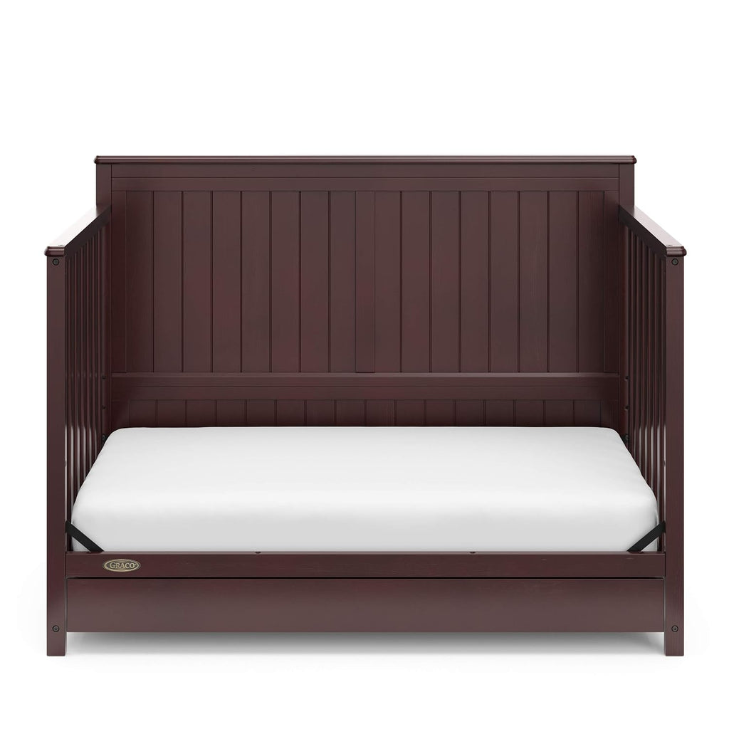 Graco Hadley 5-in-1 Convertible Crib with Drawer – GREENGUARD Gold Certified, Fits Standard Crib Mattress, Converts to Toddler Bed, Daybed and Full Bed, 4 Adjustable Mattress Heights (Espresso)