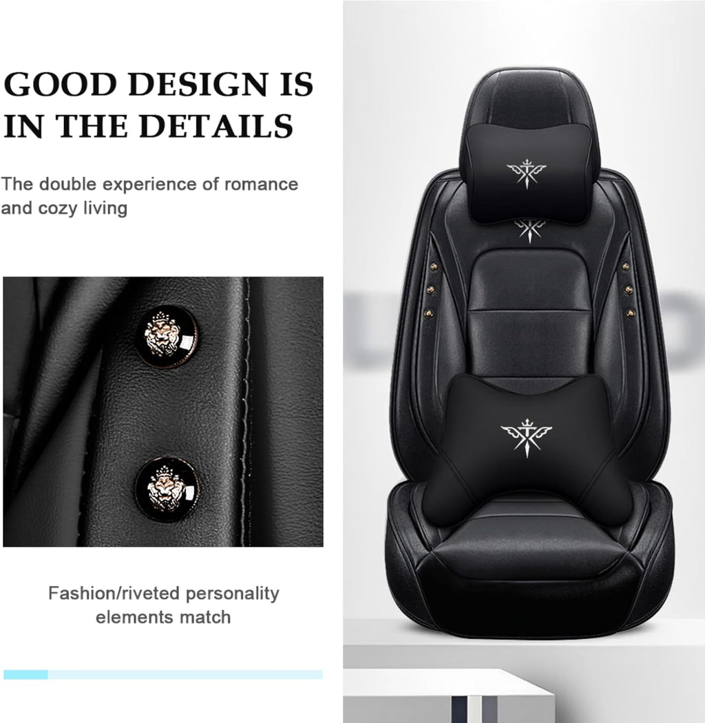 Seat Covers Custom Fit for Dodge Challenger 2009-2025, Luxury Front Set Leather Seat Covers Cushion, Waterproof Car Seat Cover Full Set, Automobile Interior(Black)