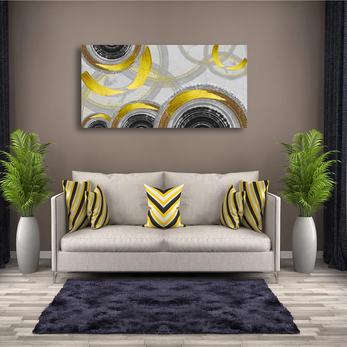Yellow Abstract Smart Line Pictures Canvas Wall Art for Living room Bedroom Wall Decor,Smart Line Wall Art Print Paitnings for home Decor,Morden Artwork Full of Imagination Line Drawing Canvas Art Waterproof Stretched Ready to Hang-28x57inches