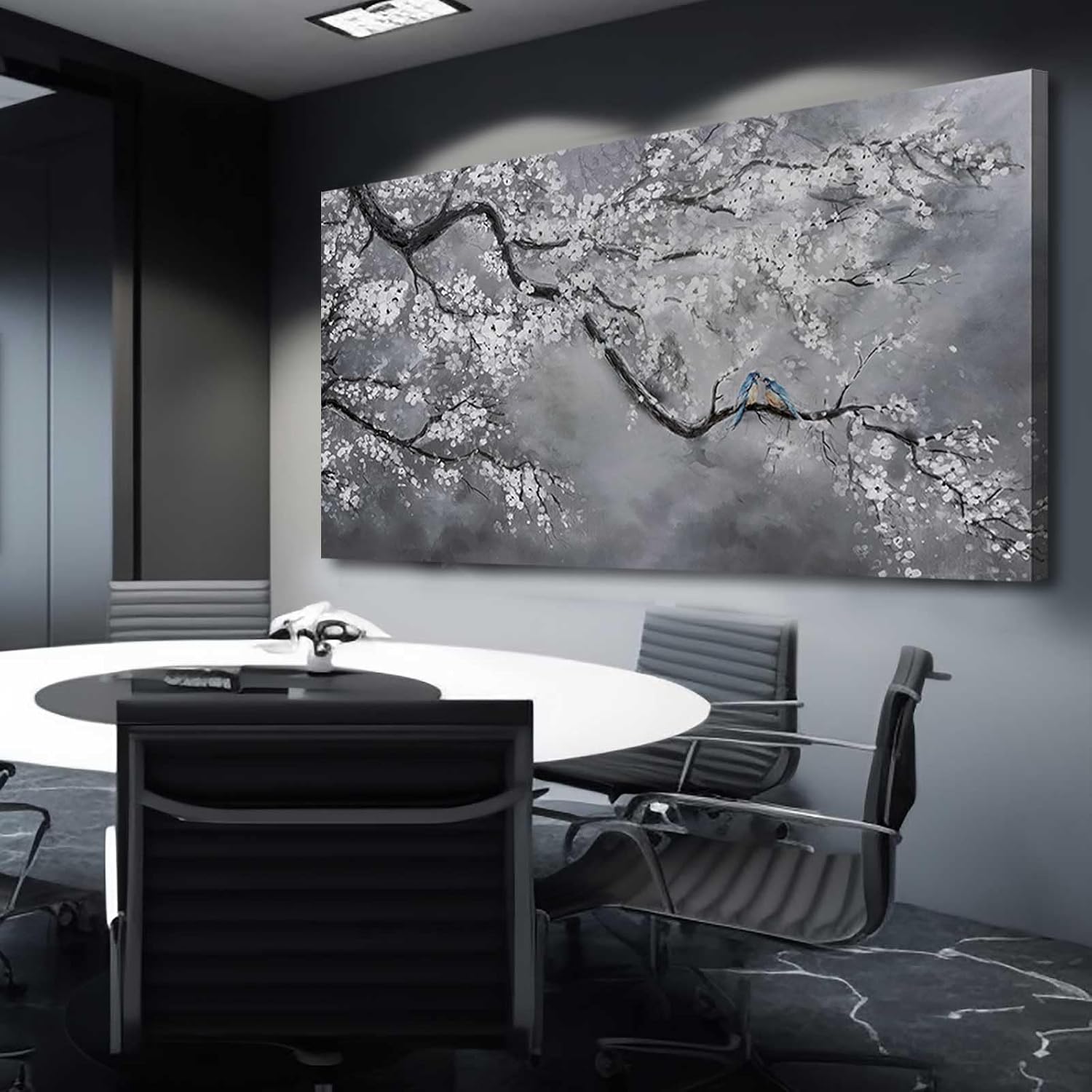 Artexist Canvas Wall Art/Grey Wall Decor 29'x58'/ Plum Blossom Oil Paintings/Large Artwork Wall for Living Room Bedroom Office Kitchen Home Decoration