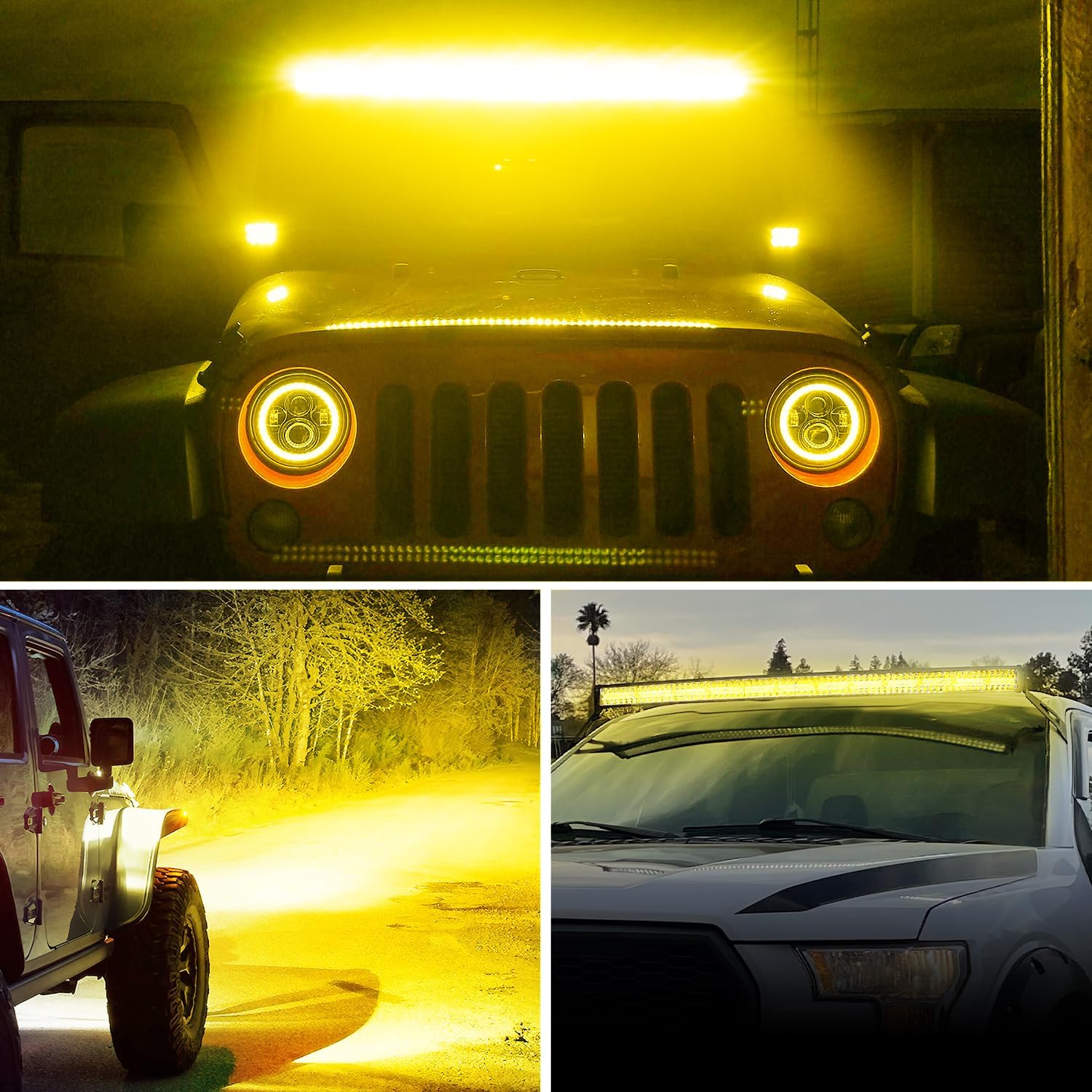 Nilight 50 Inch LED Light Bar 384 LED Chips Yellow Beam Curved Triple Row Fog Light Spot Flood Combo High Power LED Driving Lights Off Road Lights for Trucks SUV UTV ATV Truck Van 4x4 Boat