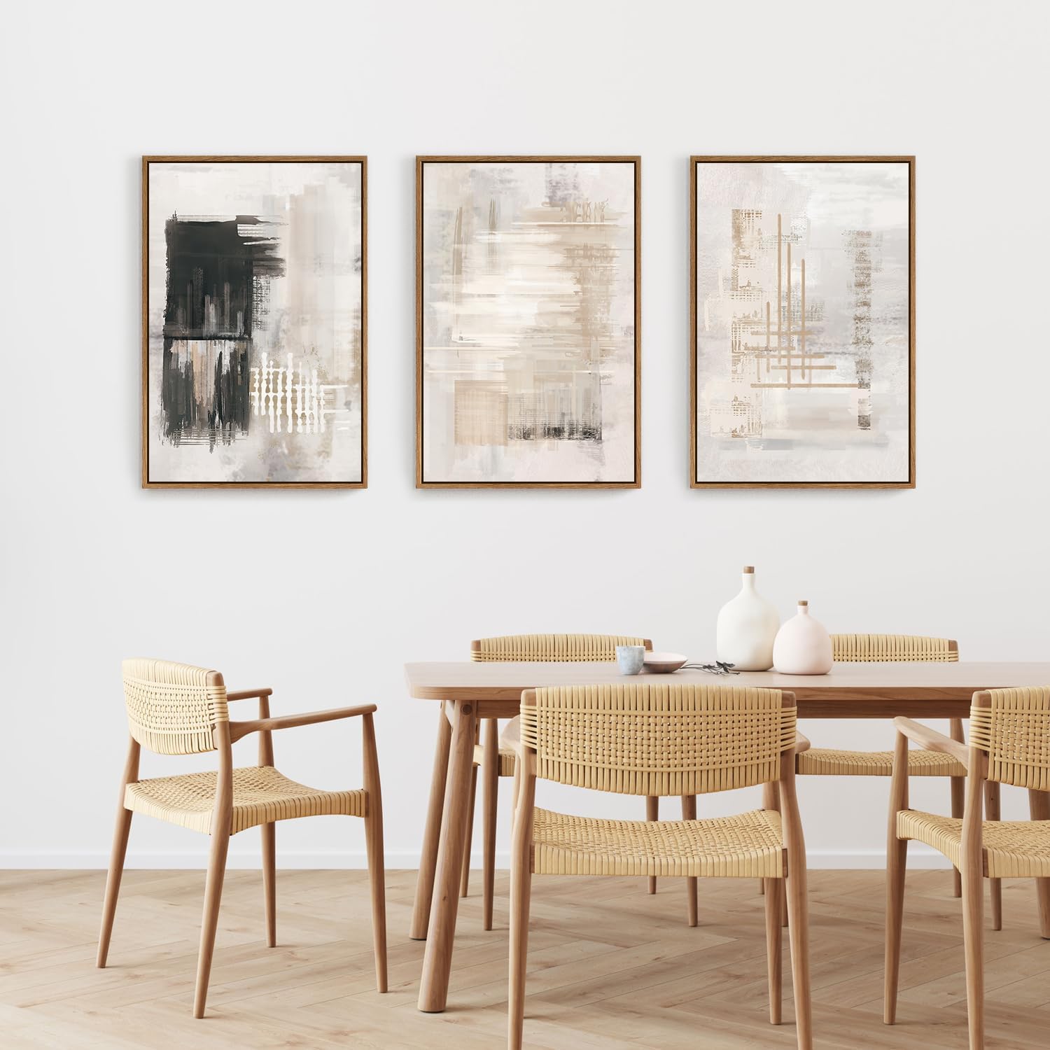 HPINUB Modern Abstract Canvas Art Prints, Black and White, 24'x36', 3-Pack, Neutral, Bedroom, Living Room, Office, Bathroom, Dining Room