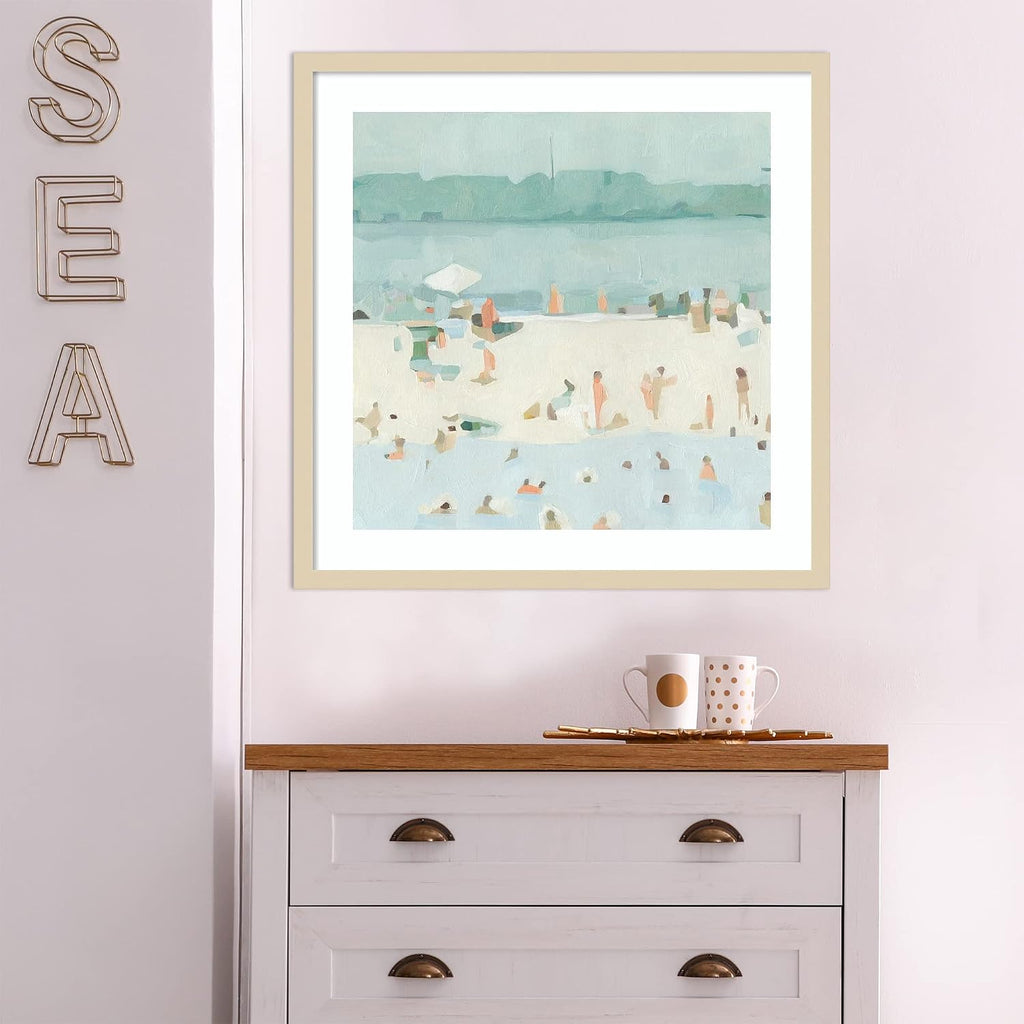 Amanti Art Framed Wall Art Print 25x25 Sea Glass Sandbar I by Emma Scarvey, Abstract Wall Art, Coastal Decor, Medium Poster Painting Artwork for Living Room, Bedroom, Bathroom, Kitchen, Office or