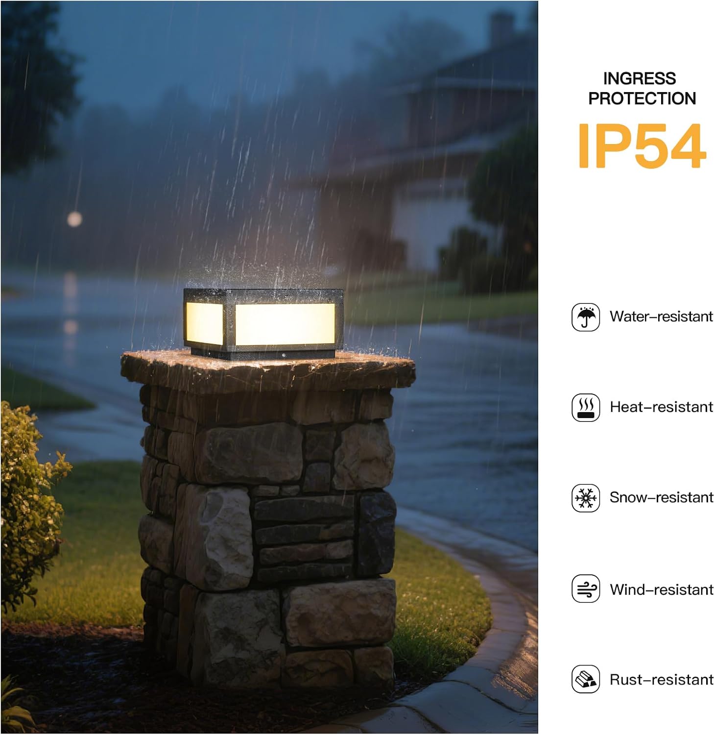 MVBT Solar Post Lights Waterproof, 11.8' Solar Pillar Lights Outdoor, Modern Gate Column Lights, Large Square Solar Lantern, 3000K LED Entrance Column Lamp for Deck Patio Outside Pool Stone Pillars