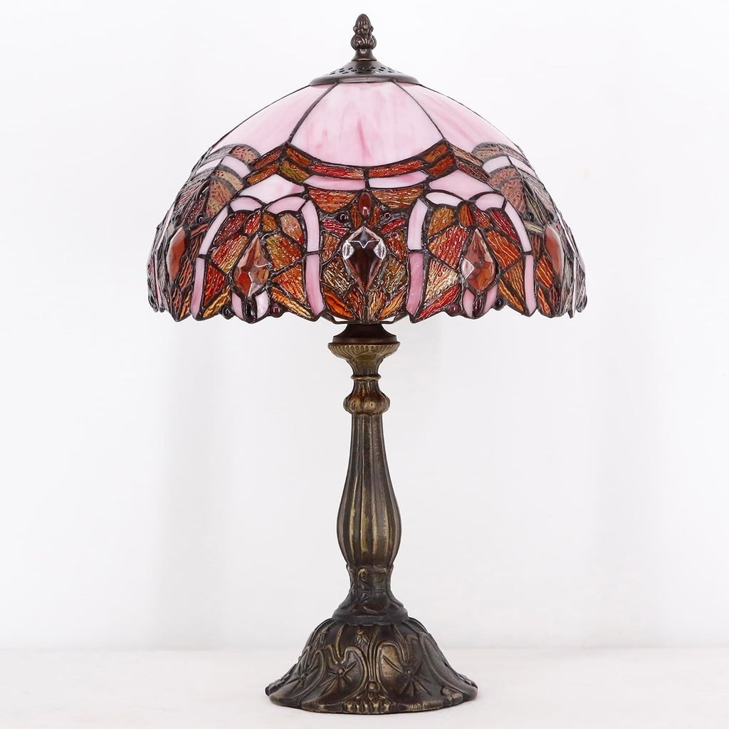 Tiffany Lamp Touch Control Table Lamp Pink Stained Glass Desk Lamp 12X12X19 Inches Jewelry Style Reading Light
