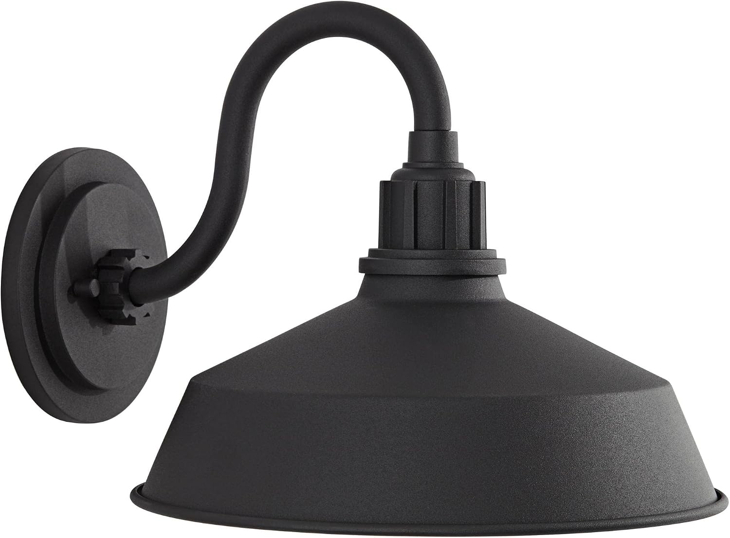 Franklin Iron Works Arnett Rustic Urban Barn Outdoor Wall Light Fixture Smooth Black Aluminum 10 1/2' Gooseneck Arm for Exterior House Porch Patio Outside Deck Garage Yard Front Door Garden Home