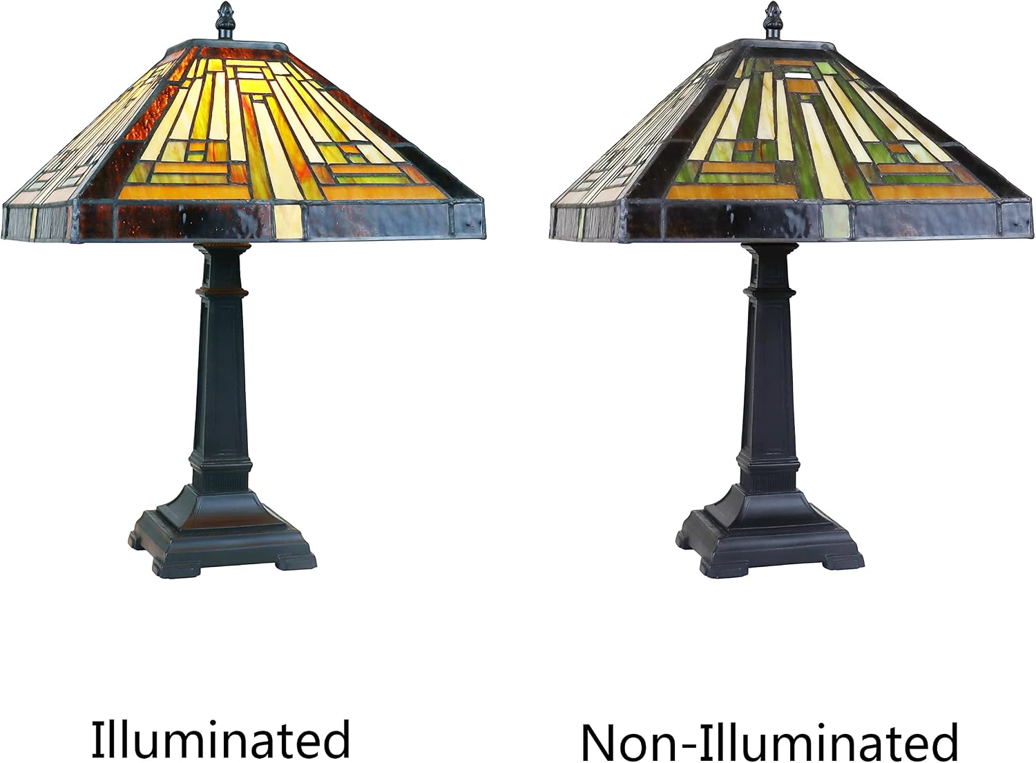 Chloe Lighting Innes Mission Tiffany-Style Blackish Bronze 1 Light Table Lamp 12' Wide