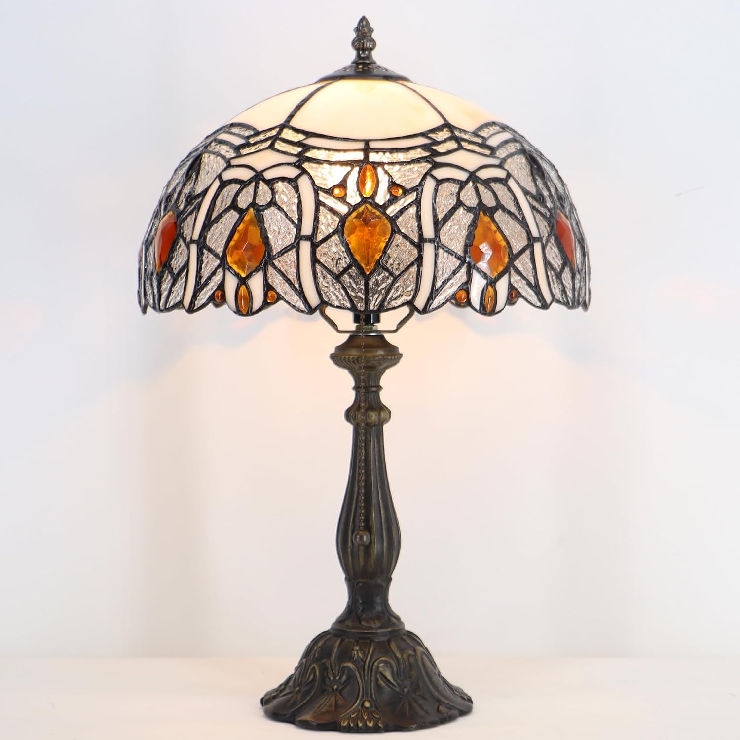 Tiffany Style Lamp Stained Glass Table Lamp Memory Sympathy Desk Reading Light 12X19 Inch (Crystal Style)