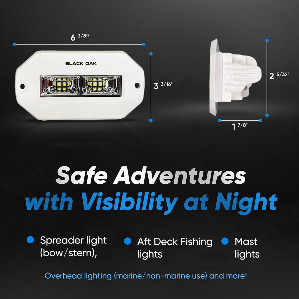 Black Oak LED Marine Flush Mount Spreader Light - IP69K Rating Marine Spreader Light Single Row – 4-20W 120 Degree Throw and 3,120 Raw Lumens (4-Inch, White)