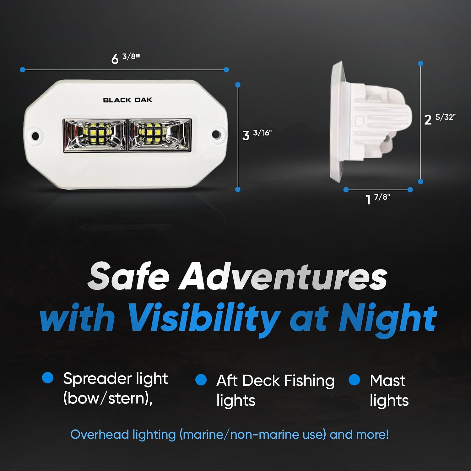 Black Oak LED Marine Flush Mount Spreader Light - IP69K Rating Marine Spreader Light Single Row – 4-20W 120 Degree Throw and 3,120 Raw Lumens (4-Inch, White)