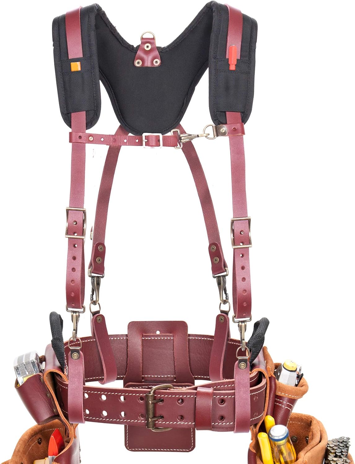 Clc Custom Leathercraft 21522 Padded Yoke Leather Suspenders, Brown