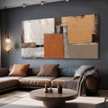Artexist Orange Abstract Canvas Photo Prints Living Room White Artwork Brown Block Painting for Room 29'x 58' Office Wall Art Bedroom Hallway Decor