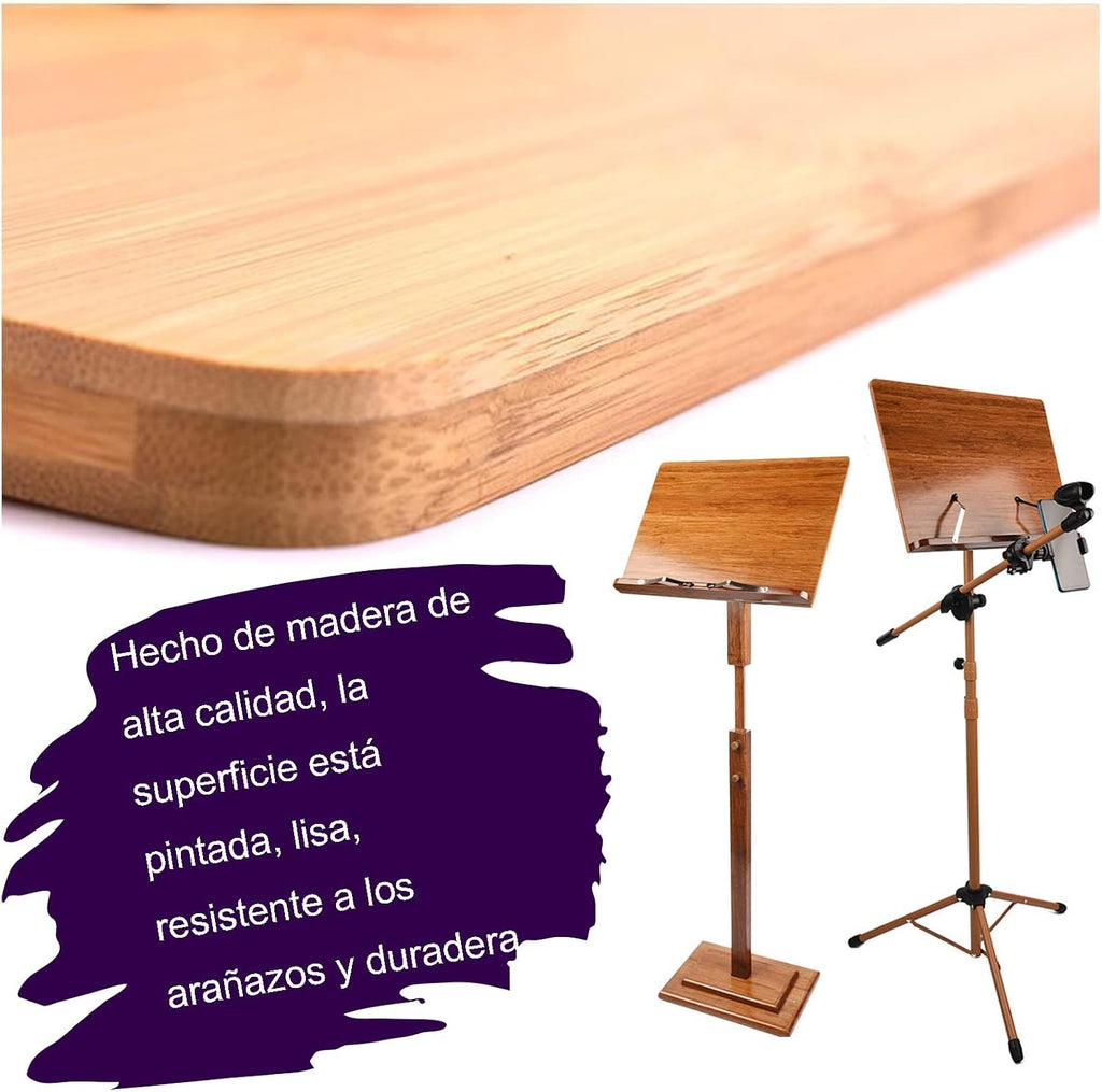 Sheet Music Stand with Violin Hanger, Conductor Music Stand, Scientific Structural Design, The Height Can Be Lifted Freely, Foldable Music Stand for (Wood 17cm*45cm*75cm)