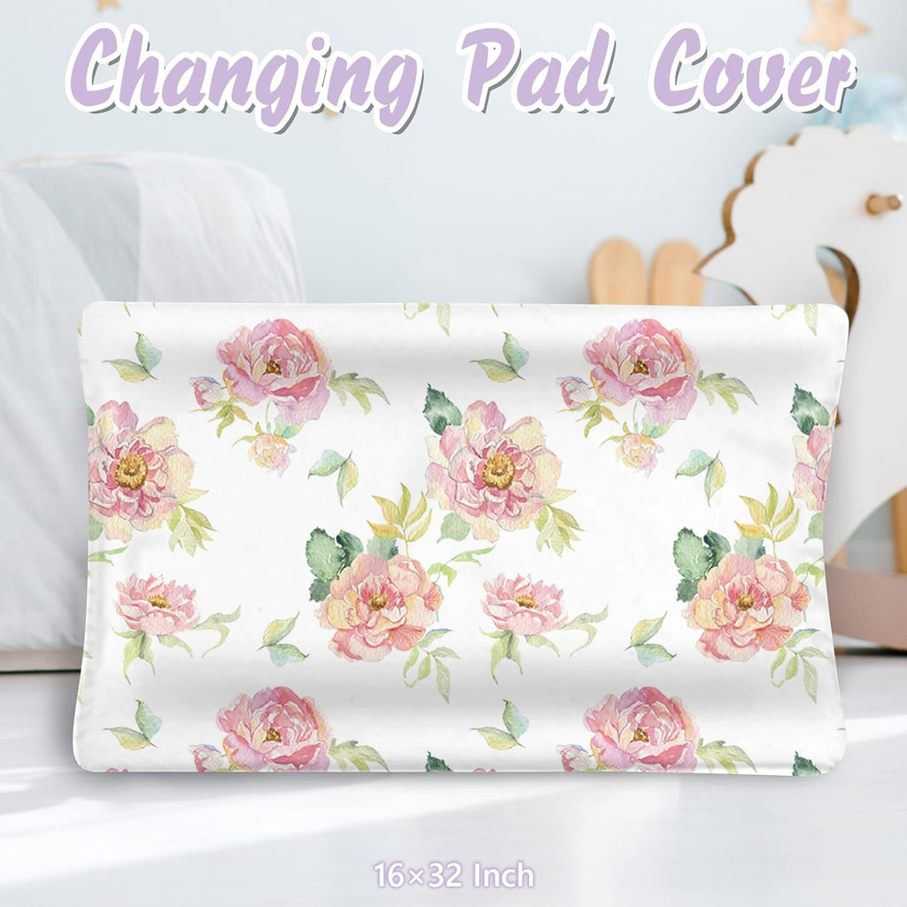 Custom Baby Crib Bedding Set, 5 PCS Personalized Name Baby Crib Sets for Girls Boys, Bird Theme Nursery Bedding Sets for Infant Toddler, Double Layer Flannel Bed Set Customized Gifts