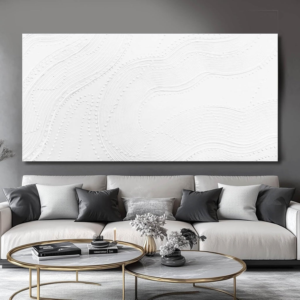 NBAODAN Large Wall Art Modern Canvas Picture Abstract Wall Decor White Line Art for Living Room Neutral Artwork for Office Bedroom 29'x58' Geometric Painting