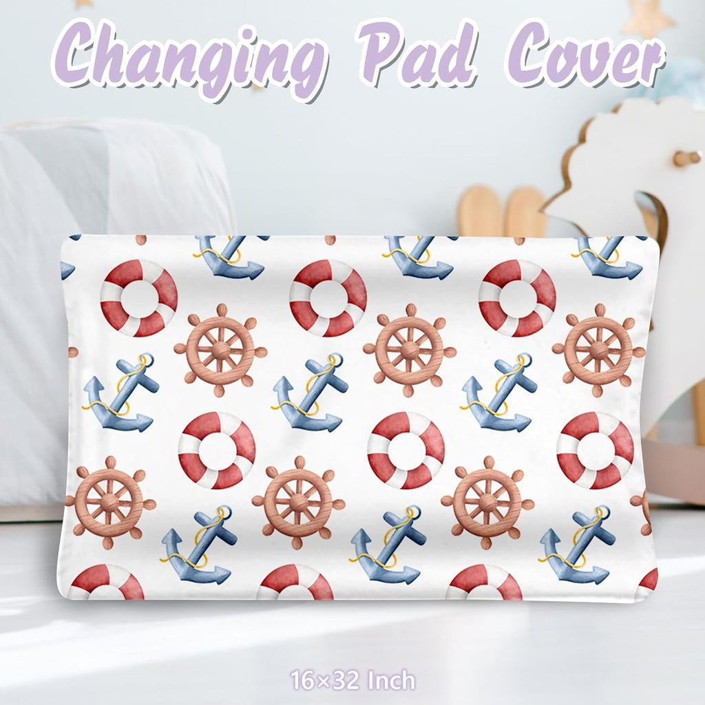 Custom Baby Crib Bedding Set, 5 PCS Personalized Name Baby Crib Sets for Girls Boys, Sailor Bear Theme Nursery Bedding Sets for Infant Toddler, Double Layer Flannel Bed Set Customized Gifts