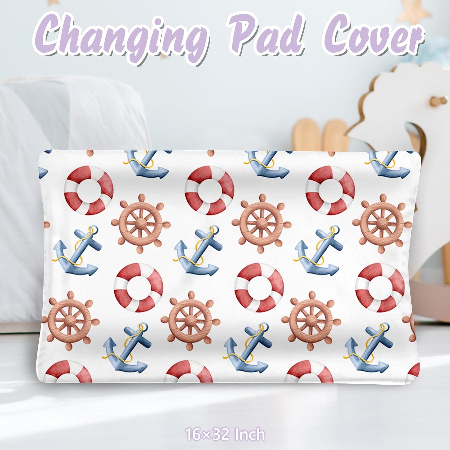 Custom Baby Crib Bedding Set, 5 PCS Personalized Name Baby Crib Sets for Girls Boys, Sailor Bear Theme Nursery Bedding Sets for Infant Toddler, Double Layer Flannel Bed Set Customized Gifts