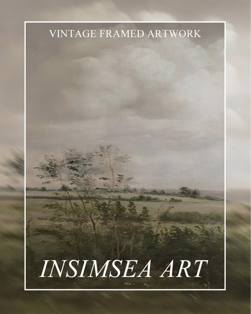InSimSea Extra Large Framed Vintage Wall Art, Living Room Country Farmhouse Decor, Wilderness Landscape Paintings, Canvas Prints, Retro Farm Long Picture for Bedroom Above of Bed,24x48inch