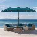 Sophia & William 13ft Outdoor Patio Umbrella with Solar Lights, Large Double-sided Umbrella with LED Lights, Perfect for Garden, Deck, Pool, Cyan Blue