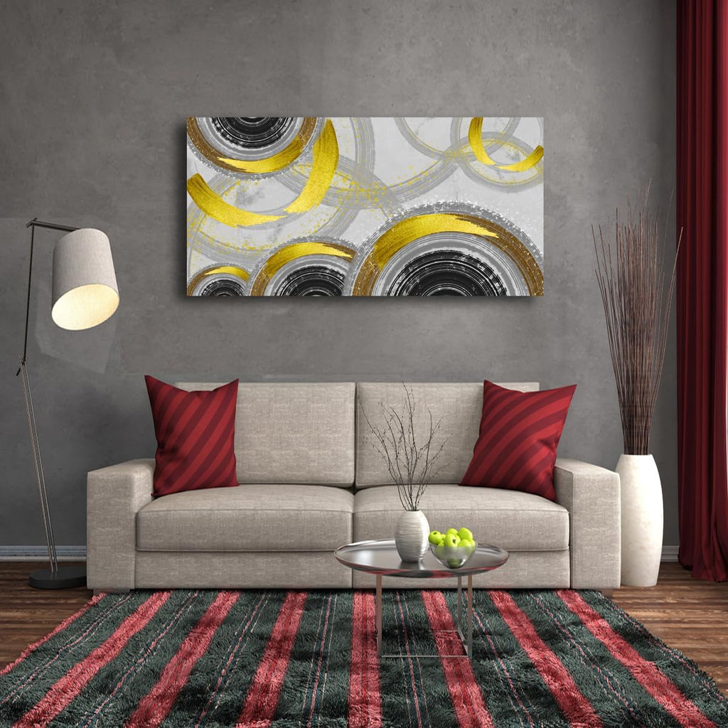 Yellow Abstract Smart Line Pictures Canvas Wall Art for Living room Bedroom Wall Decor,Smart Line Wall Art Print Paitnings for home Decor,Morden Artwork Line Drawing Canvas Art -70x35inches