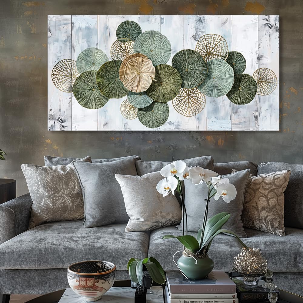 Wall Art Simple Wall Decor Green Canvas Painting Abstract Wall Art for Bedroom Living Room Dining Room Home Office Decor 79'x40' with Framed