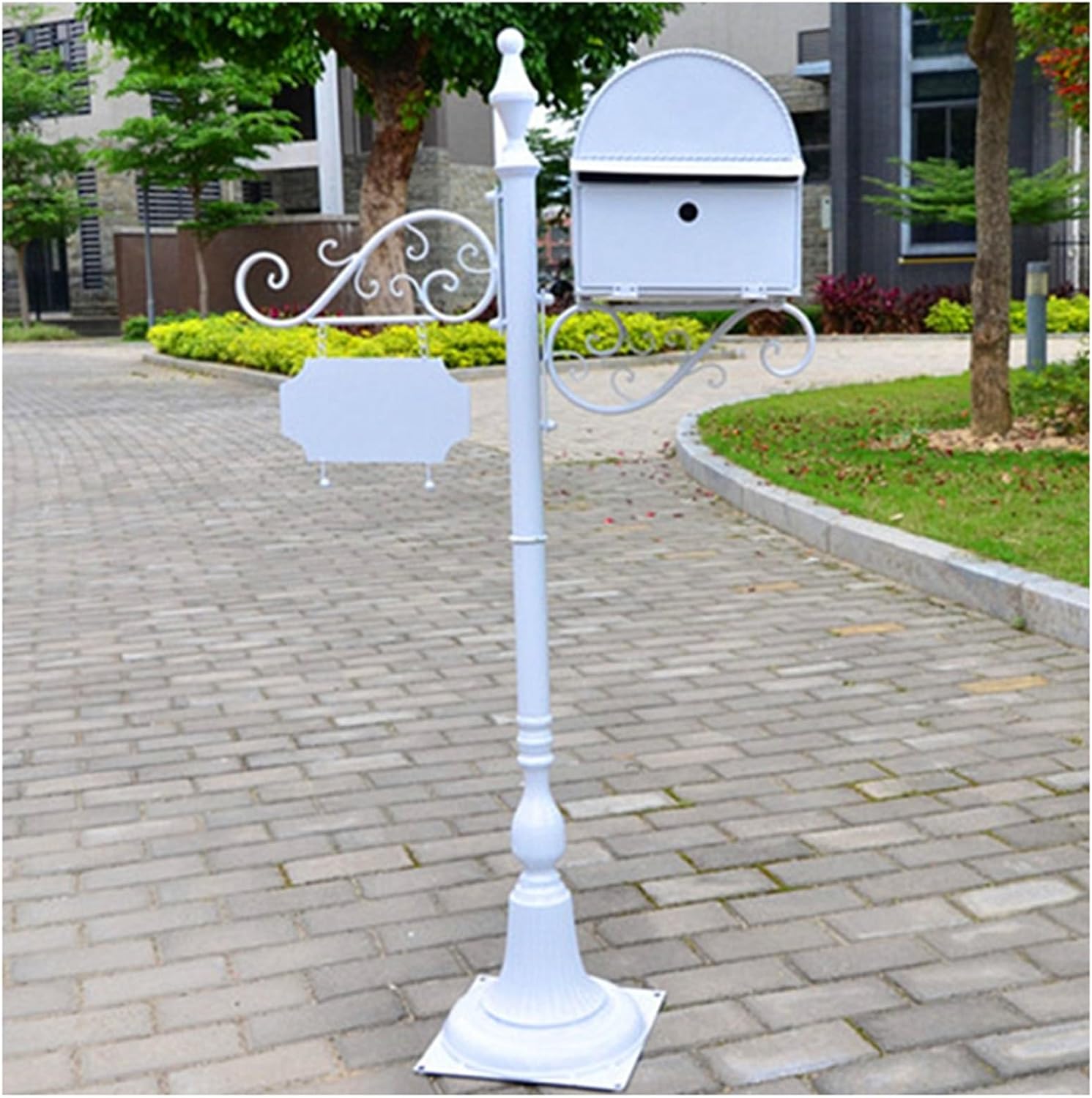 Locking Metal Mailbox Home Standing Mailboxes with Hangtag Design Outdoor Rainproof Parcel Boxes Send Opening with Rain Shield Multi-Color