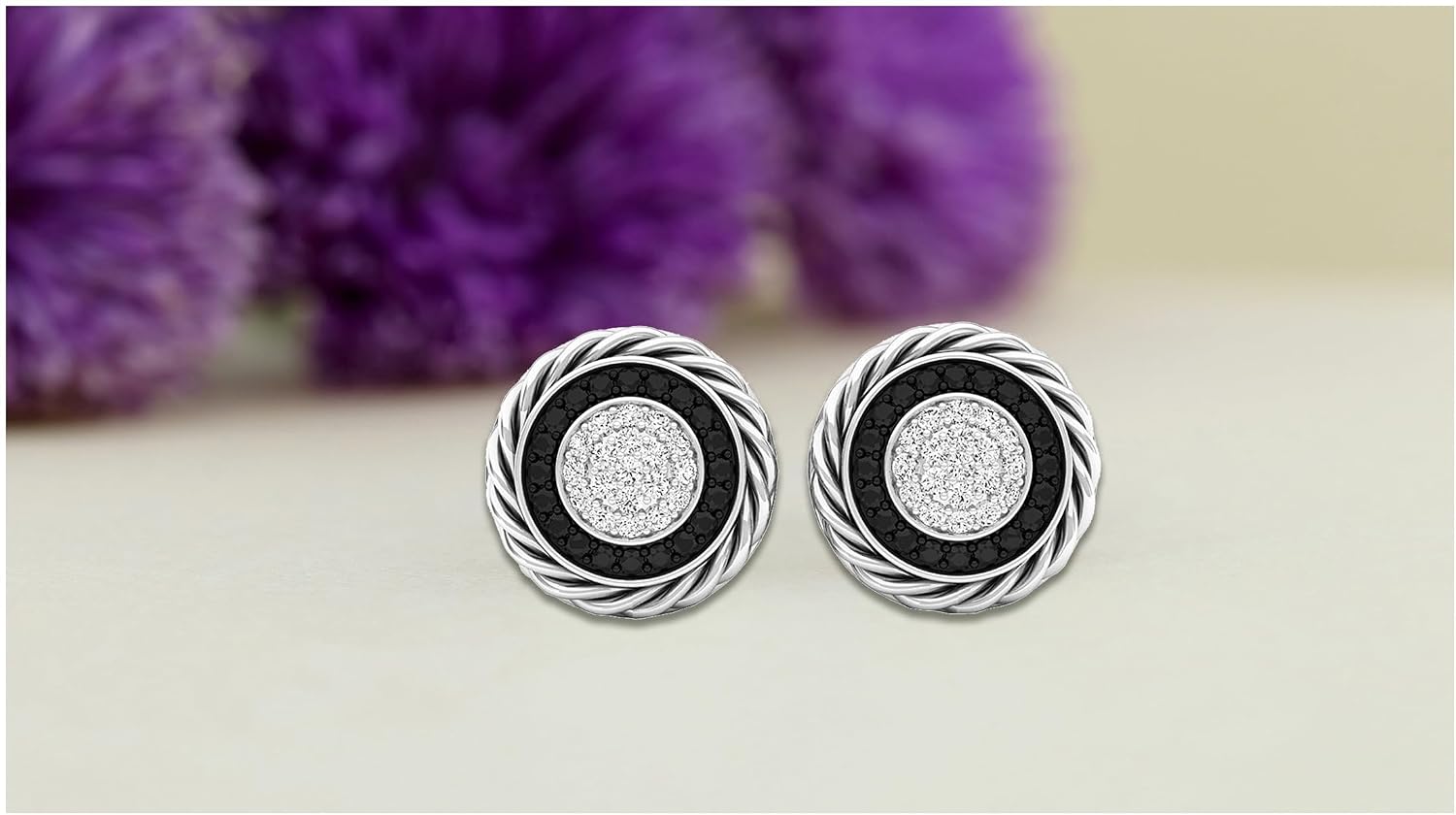 Dazzlingrock Collection 0.25 Ctw Round Black & White Natural Diamond Ladies Stud Earrings 1/4 CT, Sterling Silver