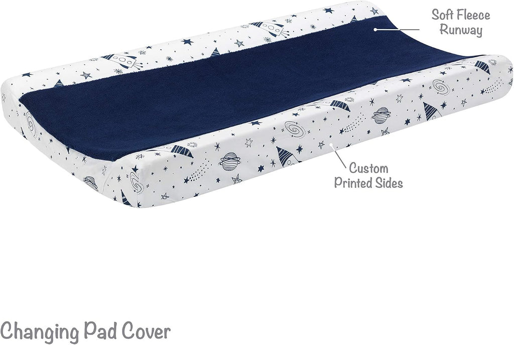 Lambs & Ivy Sky Rocket 5-Piece Blue Galaxy/Space Nursery Baby Crib Bedding Set