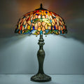 Tiffany Lamp 16' Red Orange Dragonfly Stained Glass Table Lamp for Large Space Vintage Style Antique Bronze Base Desk Light Decorate Bedside Bedroom Living Room Entry Hallway Home Office