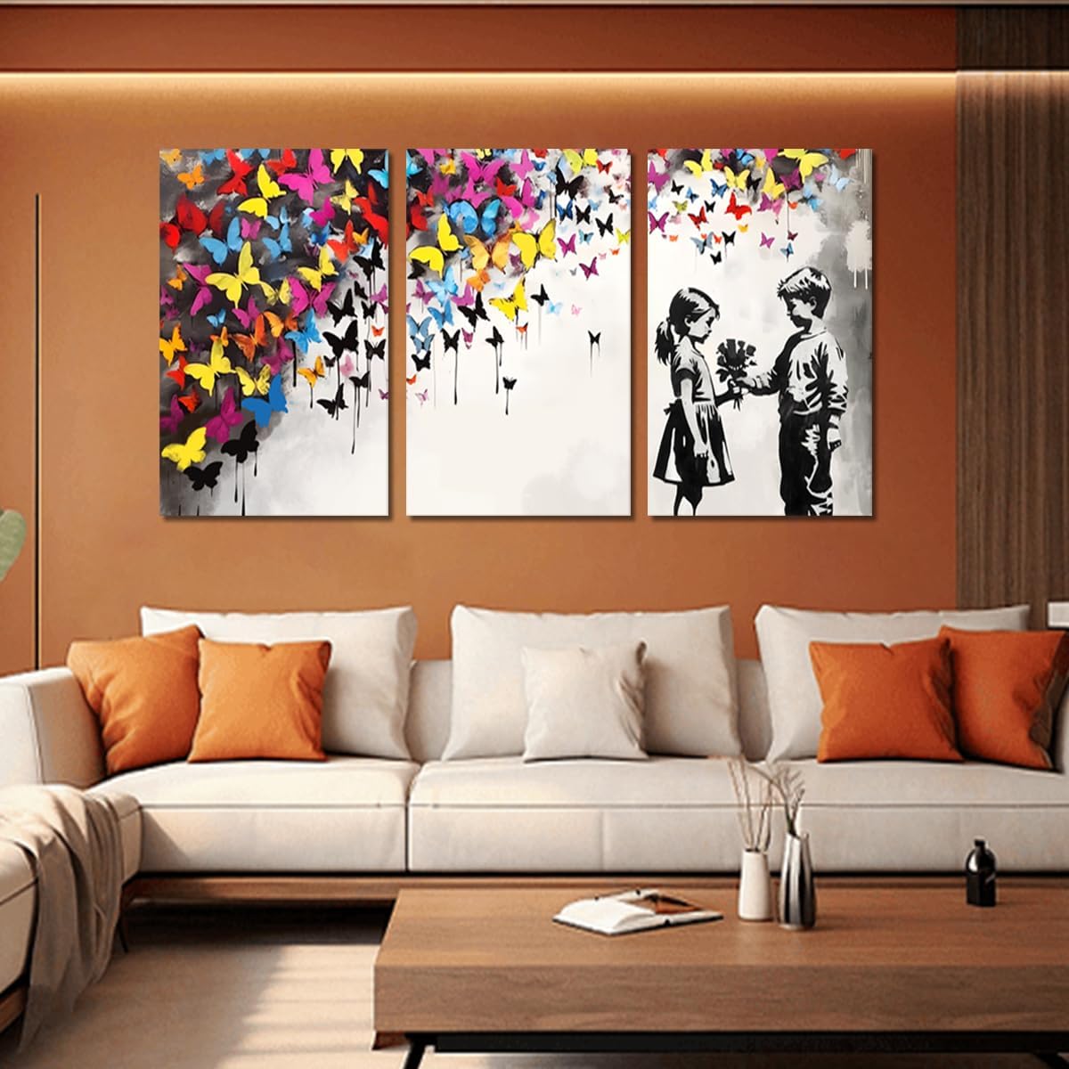 Novatique Banksy Street Wall Art Graffiti Canvas Wall Art Colorful Painting Wall Decor Graffiti Art Butterfly Posters for Living Room Bedroom,24' x 36' x 3pcs