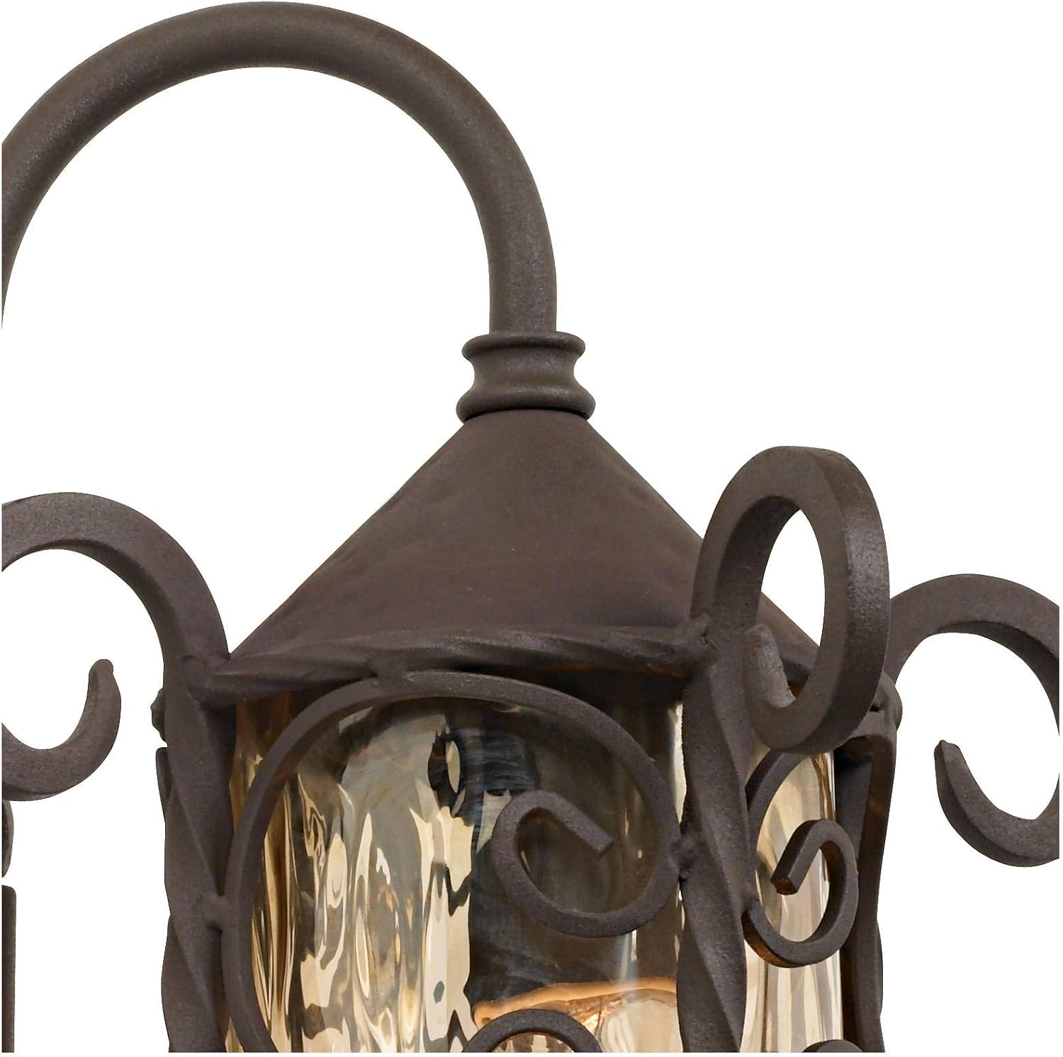 John Timberland Casa Seville Rustic Outdoor Wall Light Fixture Dark Walnut Scroll 13 1/4' Champagne Hammered Glass for Exterior House Porch Patio Outside Deck Garage Yard Front Door Garden Home