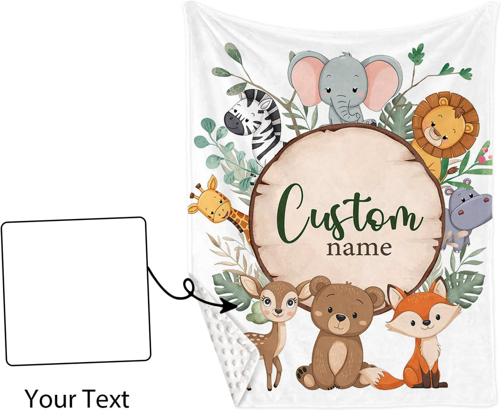 TOOTANN Custom Baby Crib Bedding Set, 5 Pcs Personalized Name Baby Crib Sheets for Kid Toddler Infant, Forest Animals and Tree Stumps Nursery Bedding Set