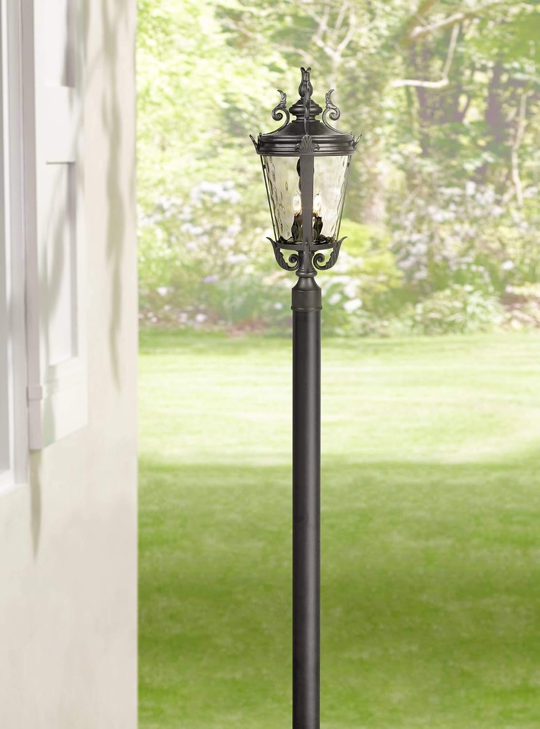 John Timberland Modern Outdoor Direct Burial Post Light Pole Black Die-Cast Metal 84' Accessories for Exterior House Porch Patio Outside Deck Garage Yard Garden Driveway Home Lawn Walkway