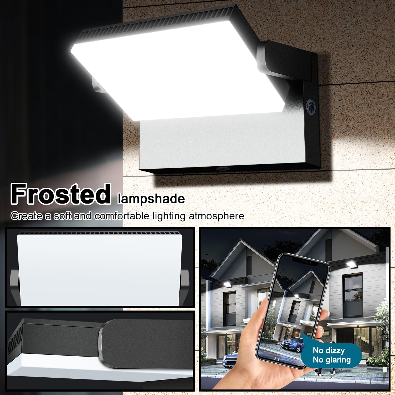 Modern Sleek Flood Lights Outdoor, 120W 5000K Dusk-to-Dawn Photocell with 360° Rotation, 18000LM IP65 Waterproof LED Security Wall Pack for Building,Yard,Driveway (4 Pack)