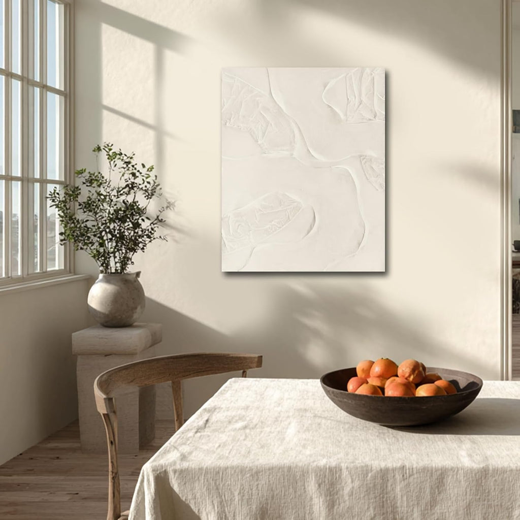 CHUDANHAO Abstract Hand Painted Wall Art Beige Wall Decor Line Hanging Art 32'x40' Large Artwork for Living Room Office Decorations