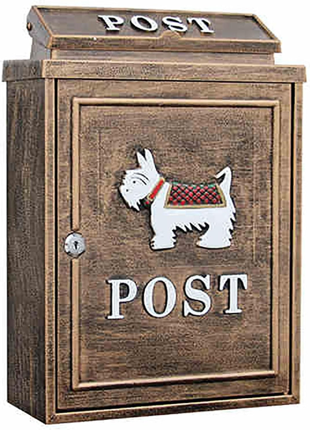 Large Capacity Wall Mounted Locking Mailbox, Steel Cover Metal Postbox for House, Cast Aluminum, 11X5X16 Inch(Gold)