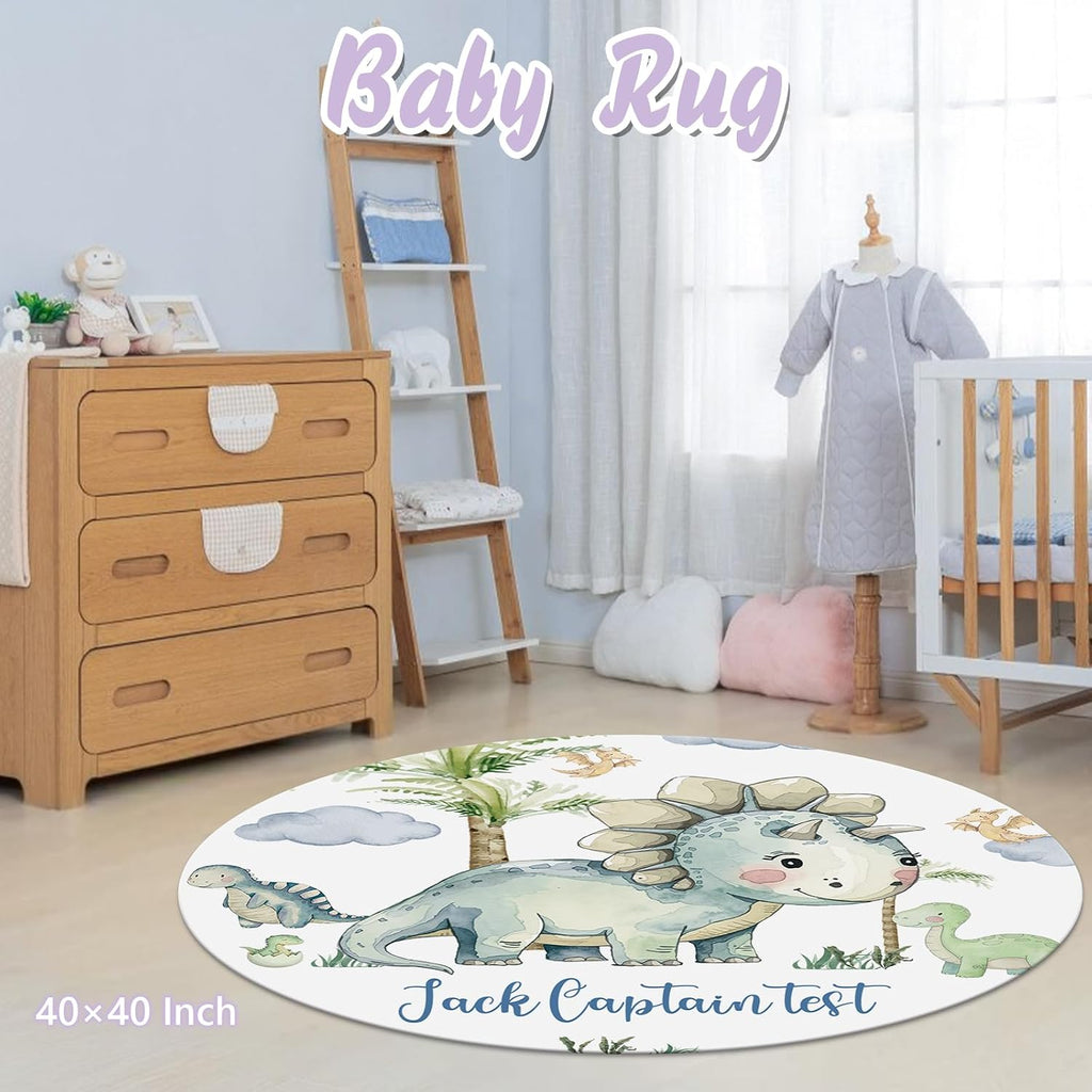 Personalized Baby Crib Bedding Set, 5 Pcs Custom Name Nursery Bedding Set for Girls Boys, Green Dinosaur Baby Crib Set for Toddlers Infants, Double Layer Bedding Crib Sets Customized Gifts