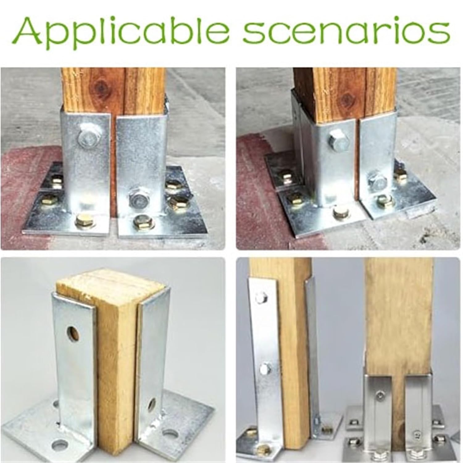 Fit 1.5x1.5 2x2 2x4 4x4 Post Universal Pergola Post Base Bracket Kit, Flange Anchor Bases for Wood/Mailbox/Fence, Stainless Steel Metal Post Bracket Base(12 pcs)