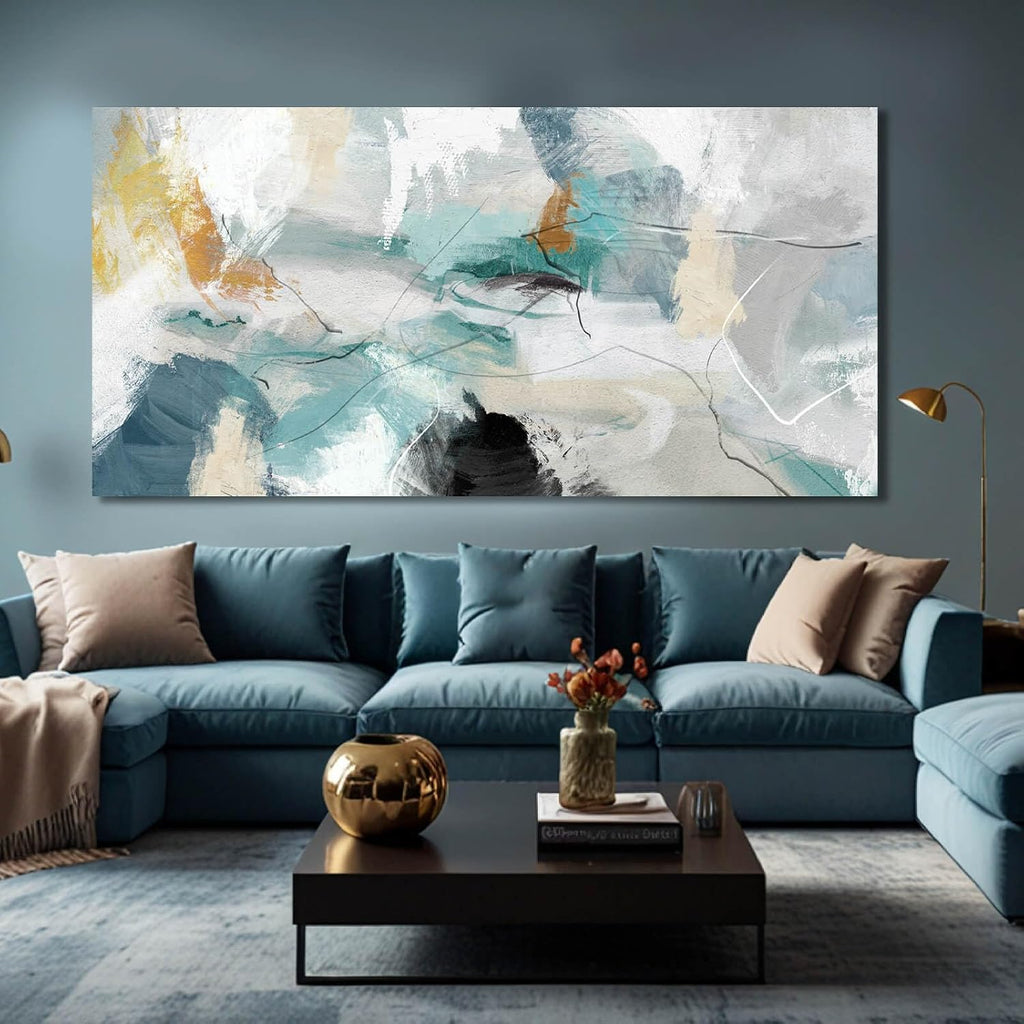 SOUGUAN Green Wall Art Abstract Wall Decor Teal Pictures Canvas Prints Artwork for Walls 29'x58'