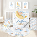 KAINSY Custom Crib Bedding Set 5 Piece for Girls Boys – Personalized Sleeping Bear Theme, Newborn Sleep Set, Nursery Decor, Toddler Room Essentials, Infant Sleep, Baby Room Accessories, Baby Gift