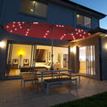 Tangkula 15 Ft Double Sided Patio Umbrella with Solar Lights, Extra Large Rectangle Outdoor Umbrella with 36 LED Lights & Crank Handle for Deck, Poolside, Garden, Backyard (Burgundy)