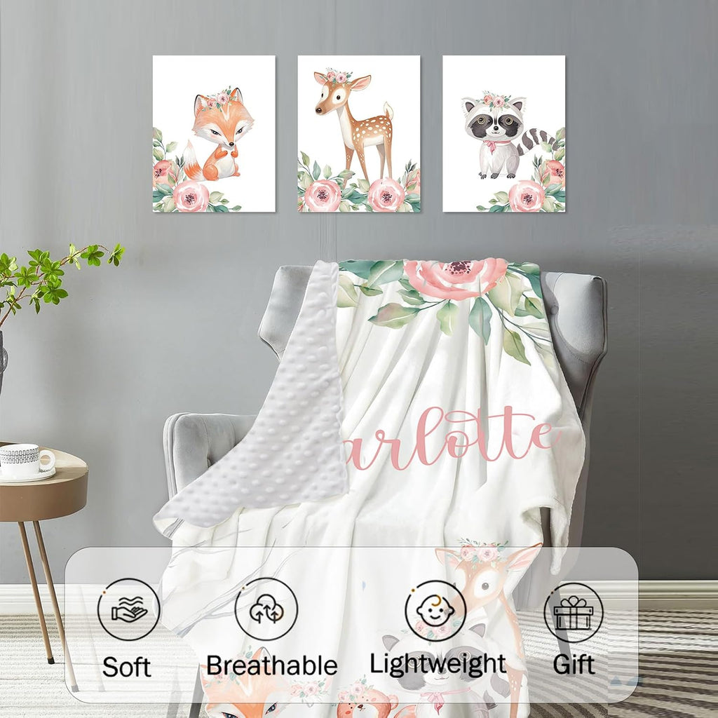 TOOTANN Custom Baby Crib Bedding Set, 5 Pcs Personalized Name Baby Crib Sheets for Kid Toddler Infant, Little Forest Animals Nursery Bedding Set
