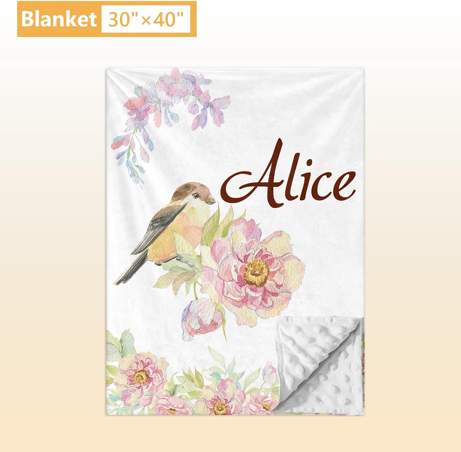 Terwex Custom Baby Bedding Set - 5 Pcs Customized Nursery Bedding Set with Name - Comfortable Double Layer Crib Sets for Girls Boys - Personalized Gifts for Infants Toddlers New Parents - Floral Bird